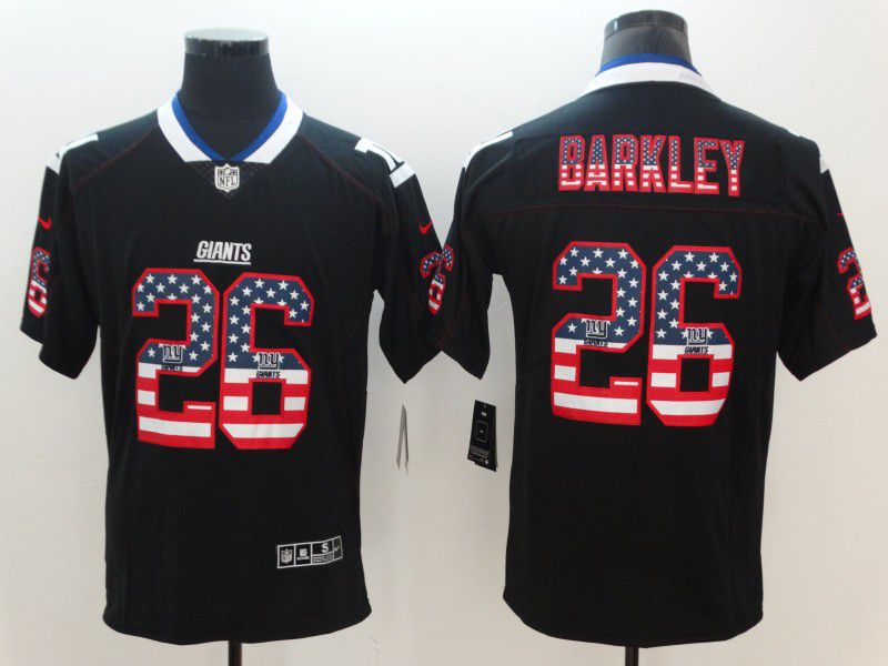 Men New York Giants #26 Barkley Nike USA Flag Fashion Black Color Rush Limited NFL Jerseys
